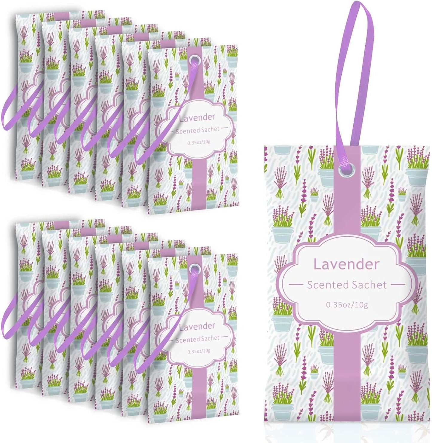 SCENTORINI Lavender Sachets for Drawers and Closets, Long-Lasting Sachets Bags, Pack of 14, Home Fragrance Sachet for Wardrobe, Closet, Drawer, Suitcases, Handbags,