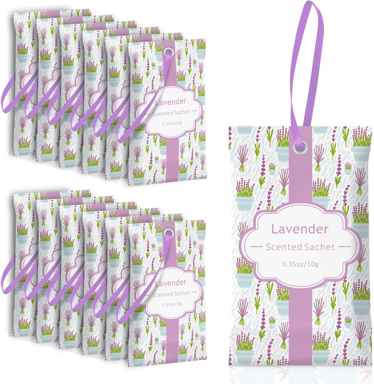 SCENTORINI Lavender Sachets for Drawers and Closets, Long-Lasting Sachets Bags, Pack of 14, Home Fragrance Sachet for Wardrobe, Closet, Drawer, Suitcases, Handbags,