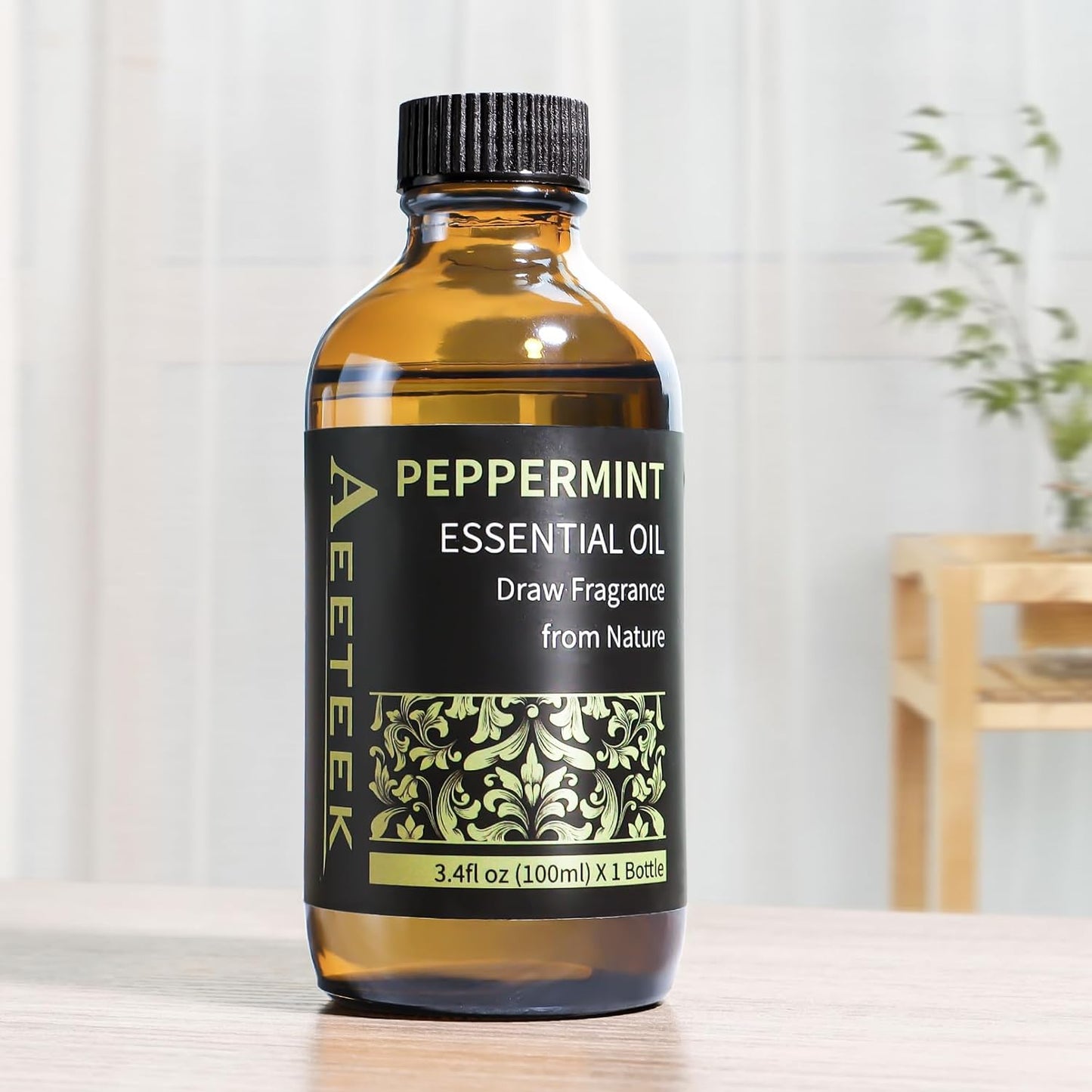100ml Peppermint Essential Oil Refill for Waterless Diffuser, 3.4Fl Oz Aroma Oils for Air Spray, Long-Lasting Mint Home Fragrance, Bathroom Air Freshener