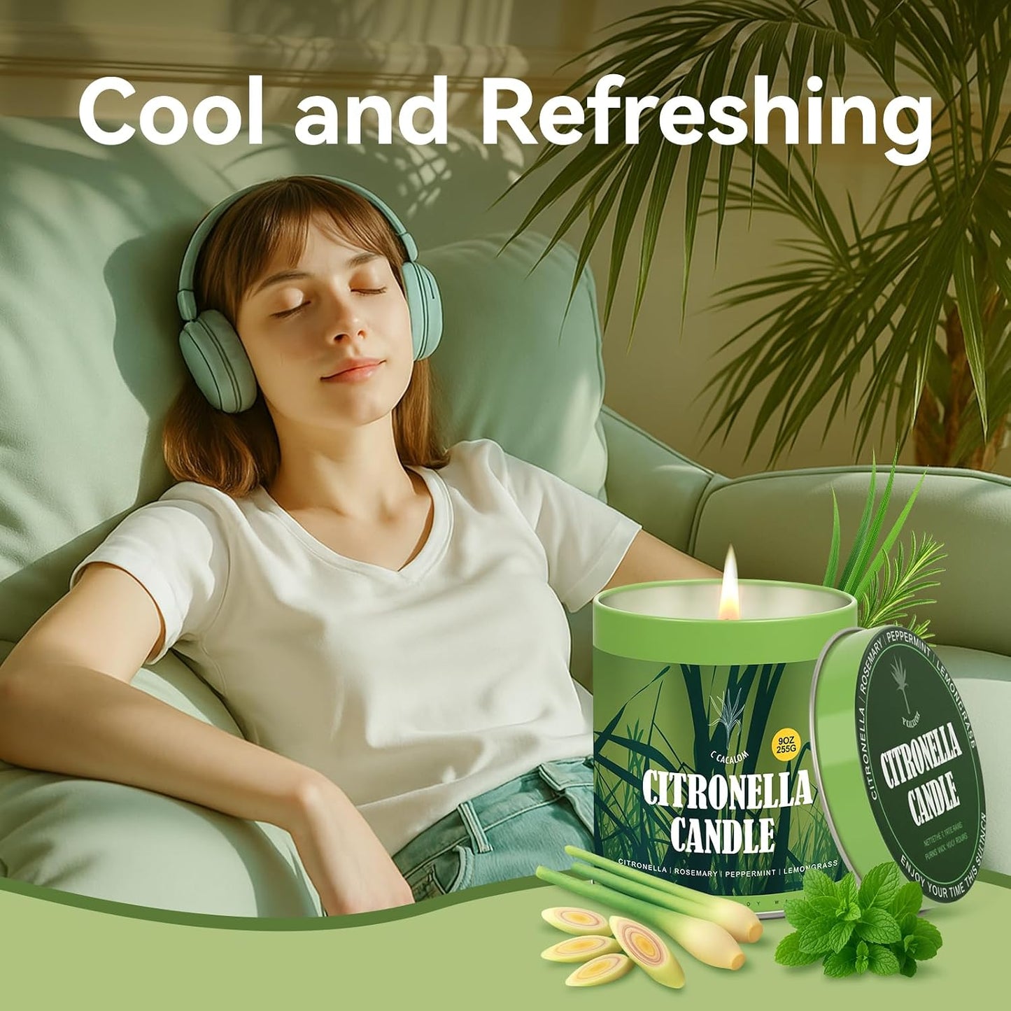 Citronella Candles Outdoor Set, 4 Pack Jar Candle for Patio Camping Backyard Picnic, Infused with 5 Plant Essential Oils, 9 Oz Non Toxic Candles, Scented Candles Sets Gifts for Men Women