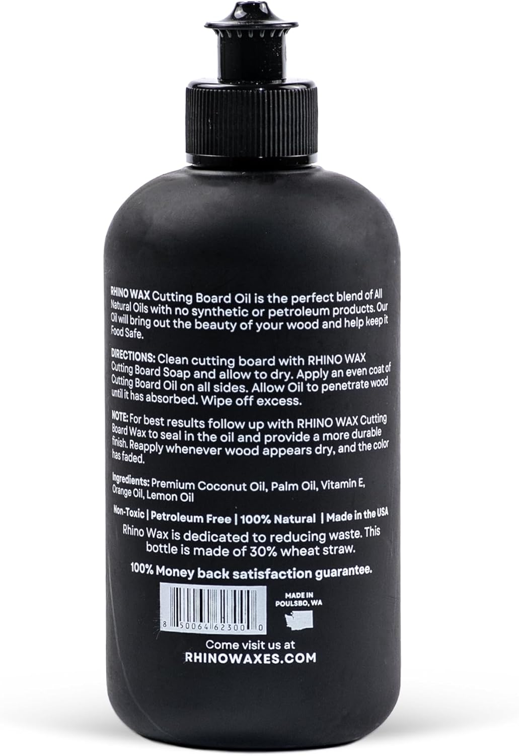 Rhino Wax Coconut Cutting Board Oil 8oz - Premium Natural Oil Blend (NO Mineral Oil) - Food Grade Oils for Cutting-Boards - Protect Wood Surfaces from Cracking or Warping - Made in the USA