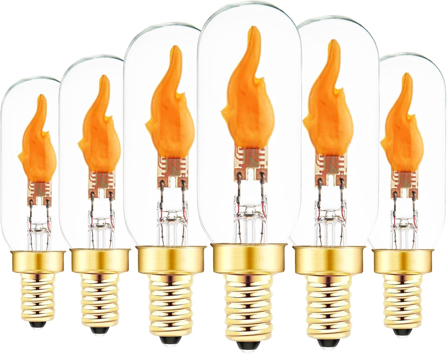 SHUWDKAR Flickering Light Bulbs, E12 LED Flickering Candelabra Flame Effect Light Bulbs, Candelabra LED Fire Effect E12 Flicker Flame Bulb for Decoration, 6 Pack