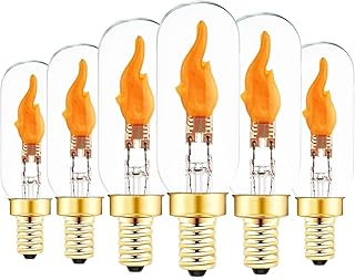 SHUWDKAR Flickering Light Bulbs, E12 LED Flickering Candelabra Flame Effect Light Bulbs, Candelabra LED Fire Effect E12 Flicker Flame Bulb for Decoration, 6 Pack