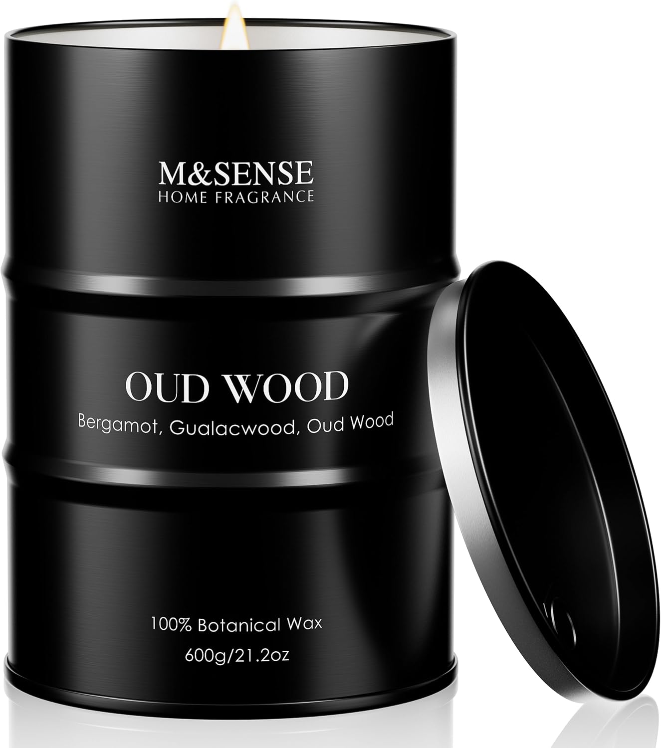 M&SENSE Oud Wood Large Scented Candles Natural Soy Wax, 21.2oz Long Lasting Up to 120 Hours Burning Time, Unique Candle Gifts for Men Women
