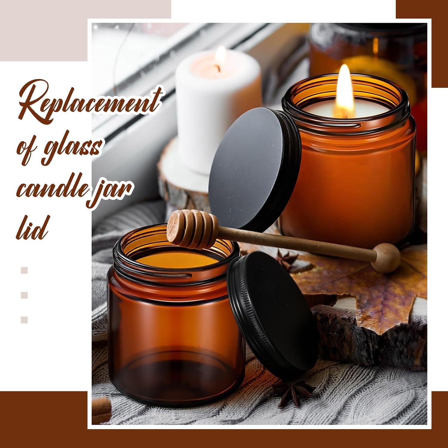 Nuanchu 12 Pack Candle Jar Cover Black Candle Lids Bulk Aluminum Metal Jar Lids Candles Topper Sleeve Twist-Lug Metal Screw Cap Lid for Candles Container Tins Works with Lug Lid Jars DIY Crafts