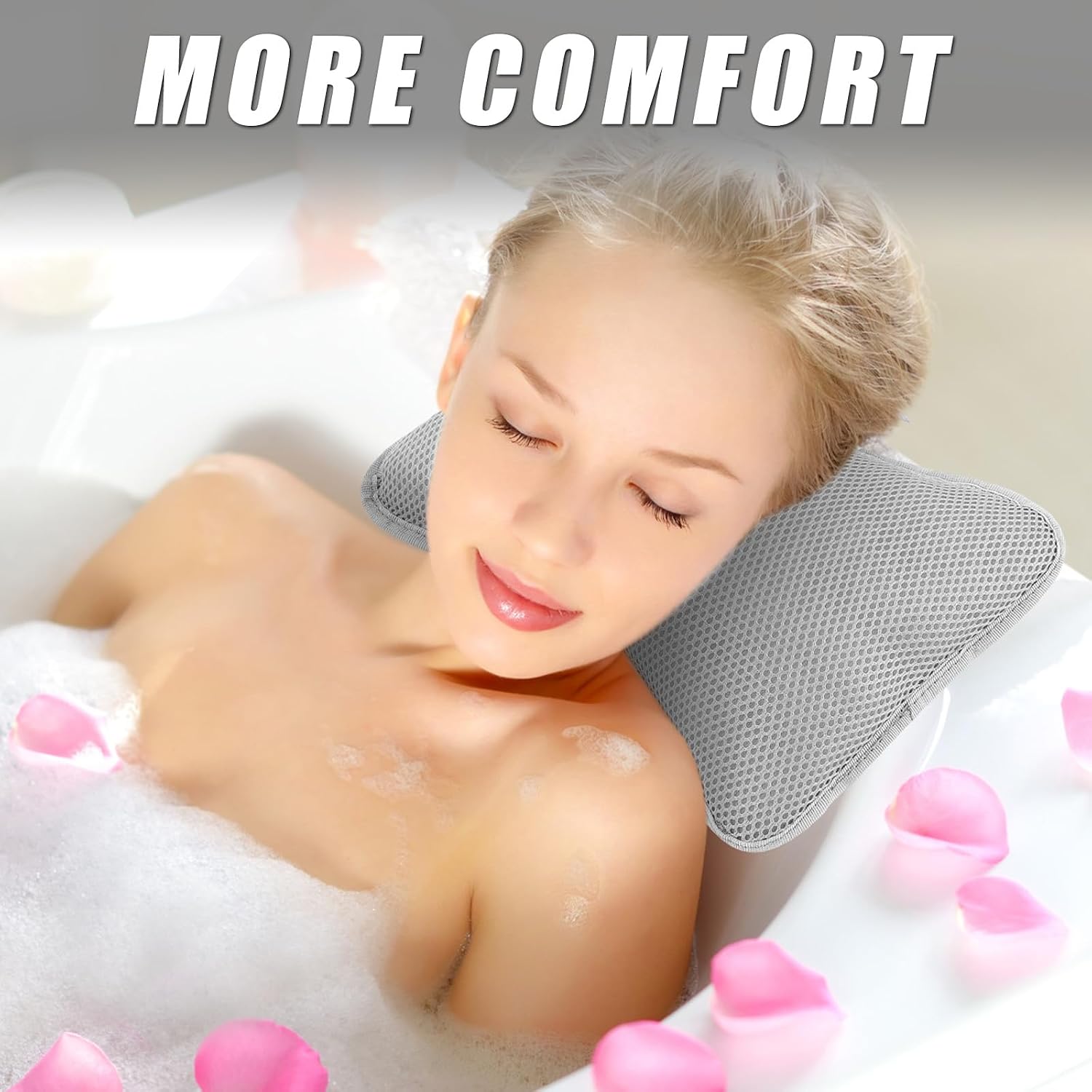 2 Pcs Hot Tub Spa Pillows for Outdoor Indoor Inflatable Bathtub 10.62 x 8.26 Inch Universal Hot Tub Accessories Patio Lounge Chair Headrest Neck Support with Adjustable Hook for Spa Bathtub (Grey)