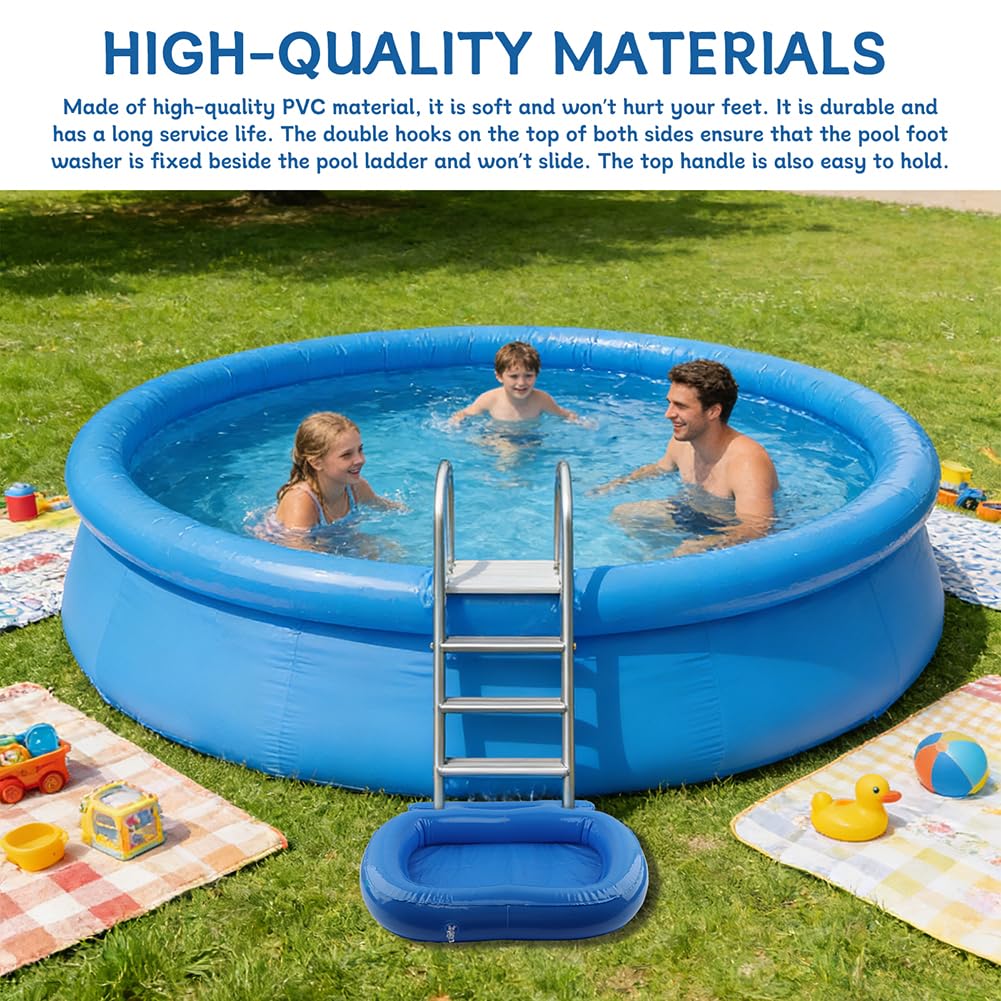 Inflatable Pool Foot Bath, Folding Foot Wash for Pool Entry Ladder