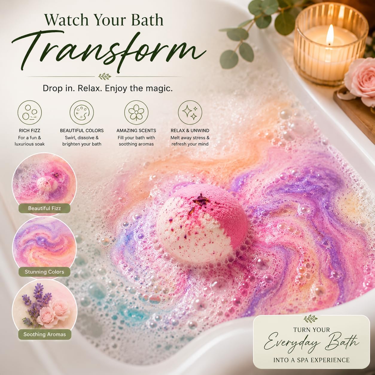 Bath Bomb Gift Set for Women & Men – 12 Pack Lavender & Eucalyptus Aromatherapy Spa Fizzies with Essential Oils & Shea Butter, Relaxing Self Care Gifts, Wellness Spa Gifts