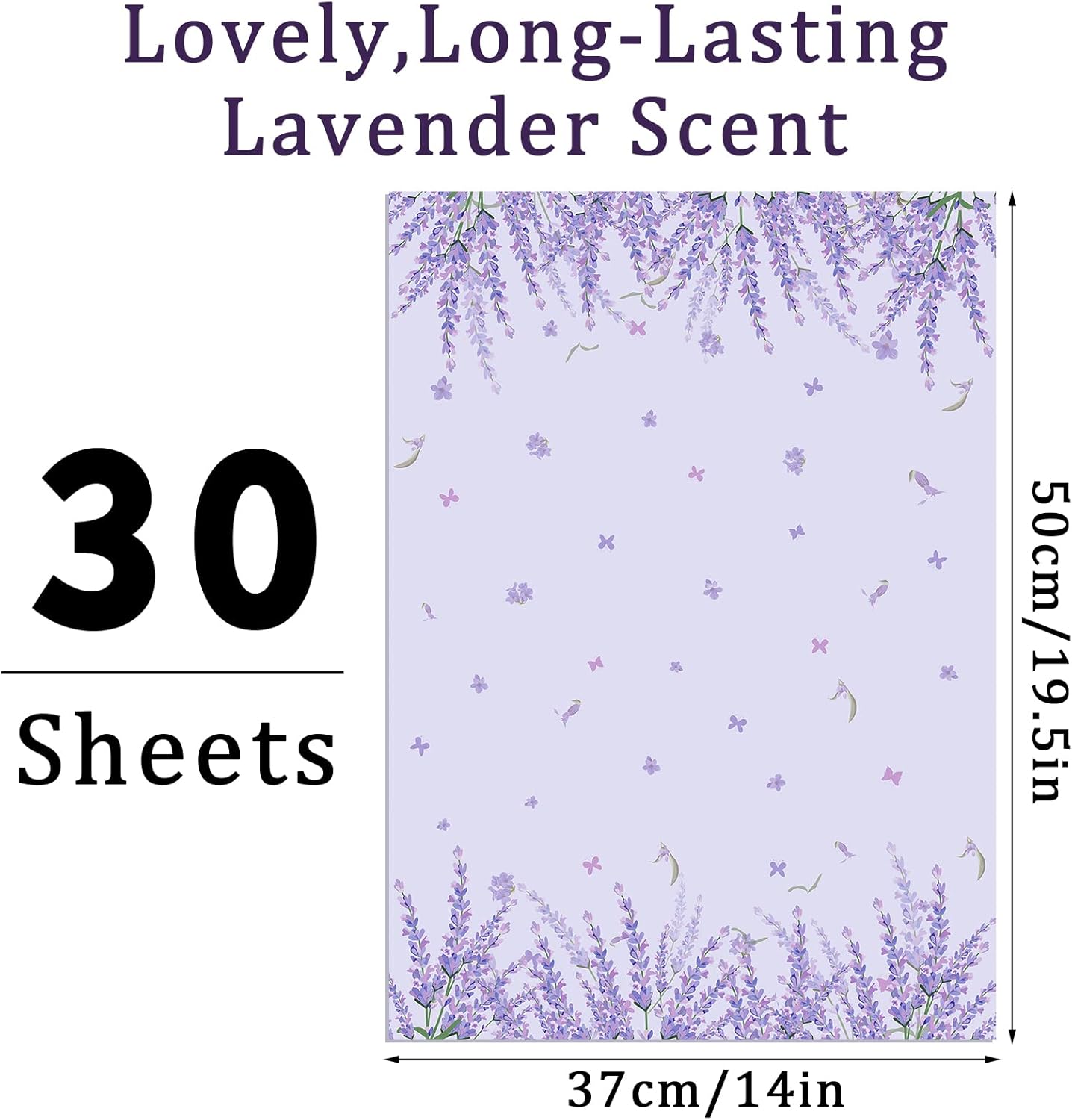 Thenshop 30 Sheets Floral Scented Drawer Liners 14 x 19.5 Inch Dresser Drawer Liner Shelf Non Adhesive Paper Sheets for Kitchen Cabinet Home Shelf Closet (Lavender)