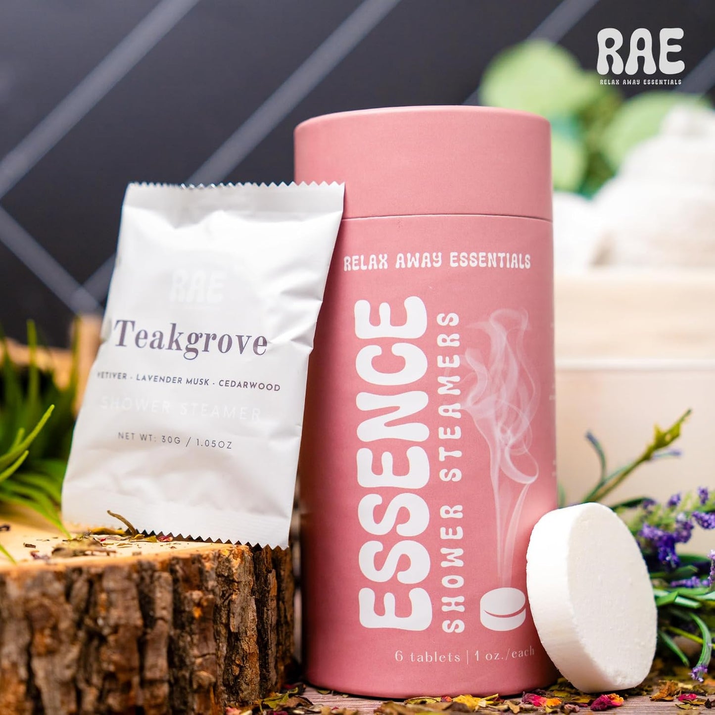 Relax Away Essence Shower Steamers 6 Pack - Essential Oil Aromatherapy - Tranquil, Citrus Mist, Breathe Ease, Teak Grove, Soft Slumber, Zest - Rejuvenate & Relax - Earth-Friendly Packaging
