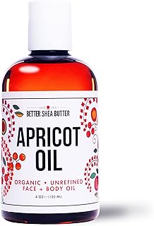 Organic Apricot Oil | 100% Pure, Cold Presssed | Massage Oil for Body and Face | Oil for Sensitive Skin | 4 oz by Better Shea Butter