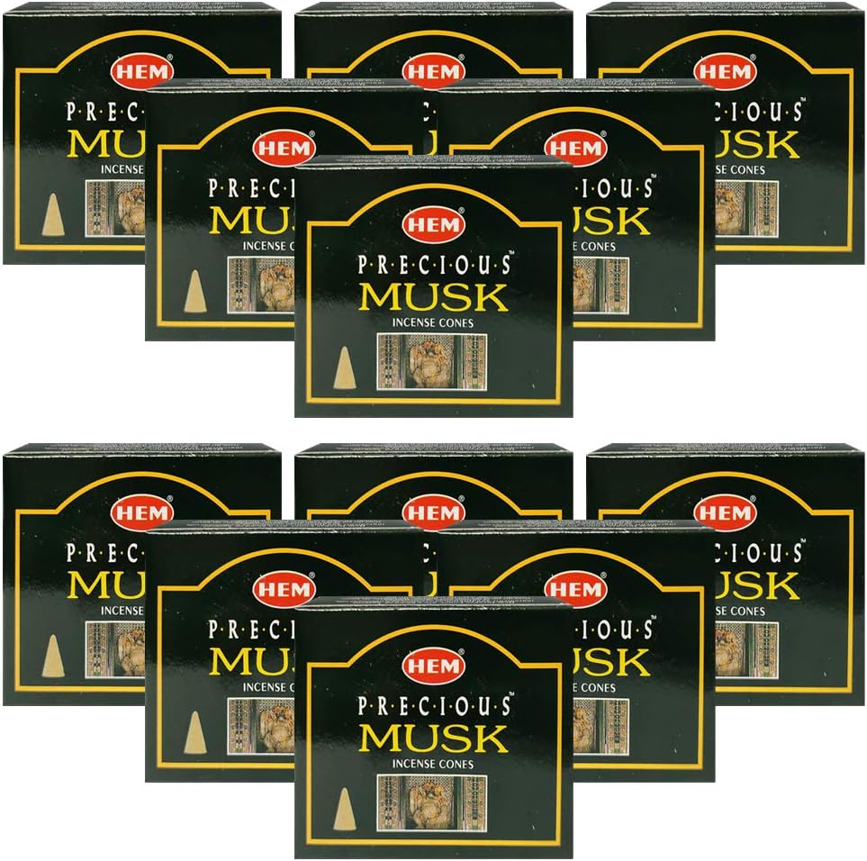 Precious Musk Incense Cones and Cone Incense Burner Bundle Insence Insense Hem Incense