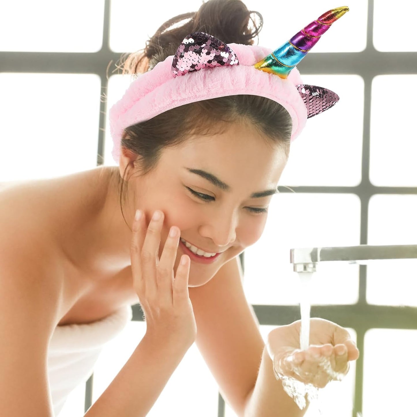 Unicorn Makeup Headband for Women Face Washing Spa Hairband Soft Skincare Hair Accessory Plush Elastic