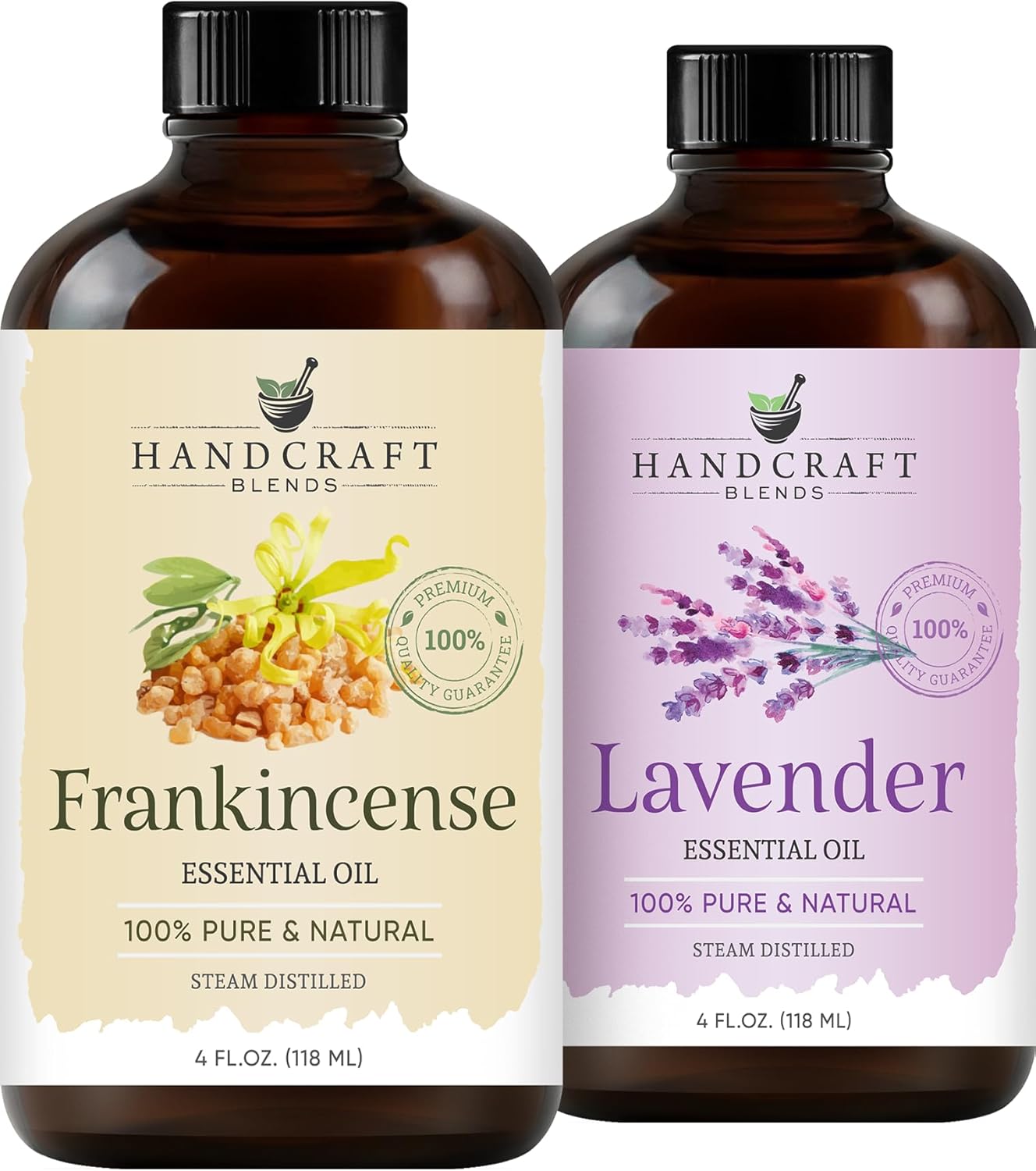 Handcraft Blends Tranquil Ritual Set: Lavender and Frankincense Essential Oils – (2 x 4 Fl Oz) – 100% Pure & Natural – for Diffuser, Aromatherapy, and DIY Projects