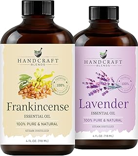 Handcraft Blends Tranquil Ritual Set: Lavender and Frankincense Essential Oils – (2 x 4 Fl Oz) – 100% Pure & Natural – for Diffuser, Aromatherapy, and DIY Projects