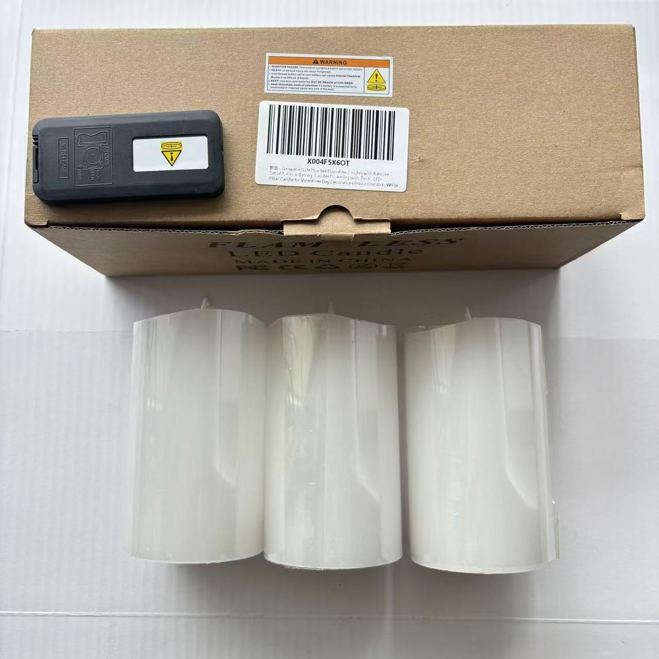 3x4 Flameless Candles with Remote Set of 3, 4 inch Battery Candles Flickering with Timer, LED Pillar Candle for Indoor/Outdoor, White