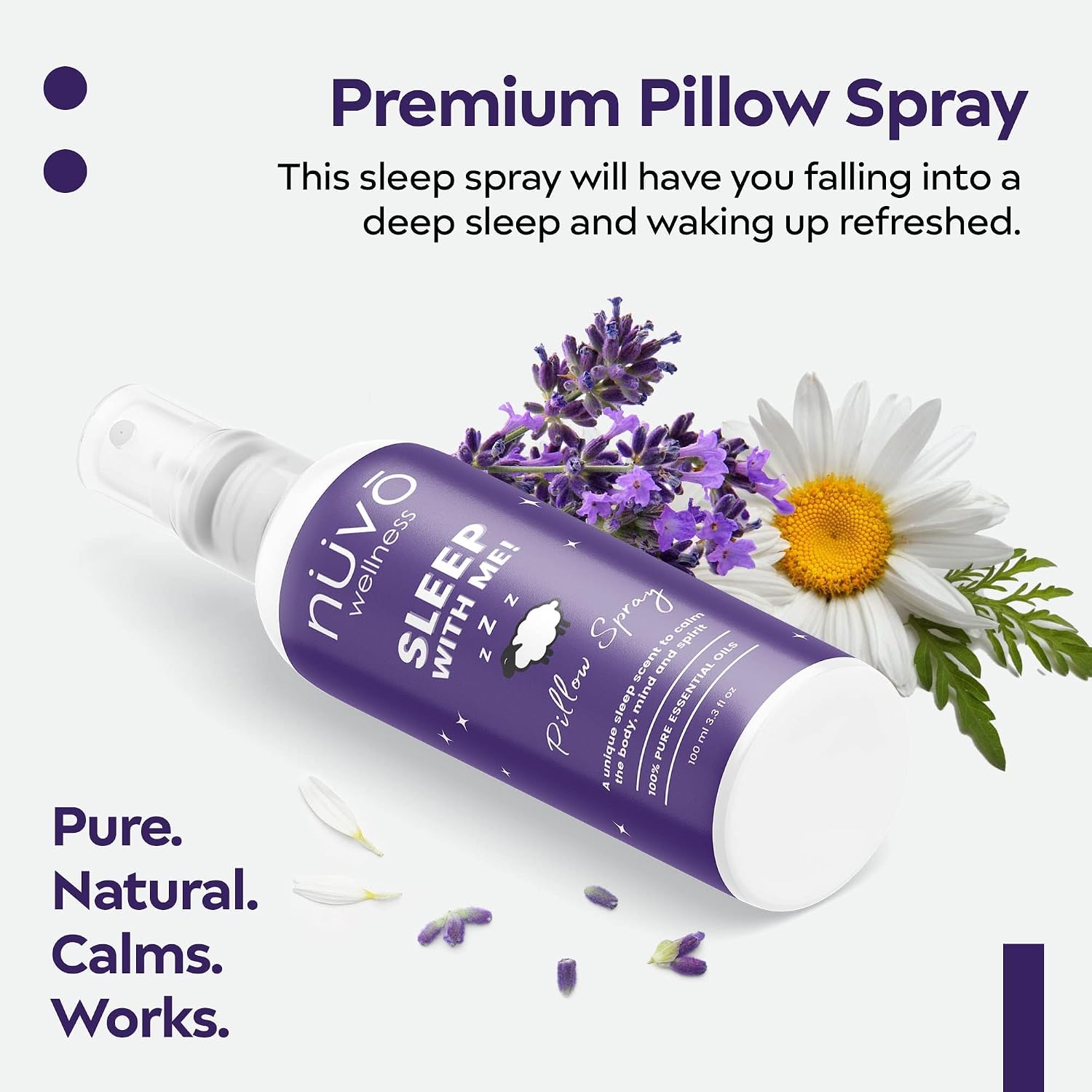 Premium Pillow Spray - Made with Therapeutic Essential Oils - Deep Sleep pillow Spray Mist with Lavender and Chamomile - Sleep spray for Pillows