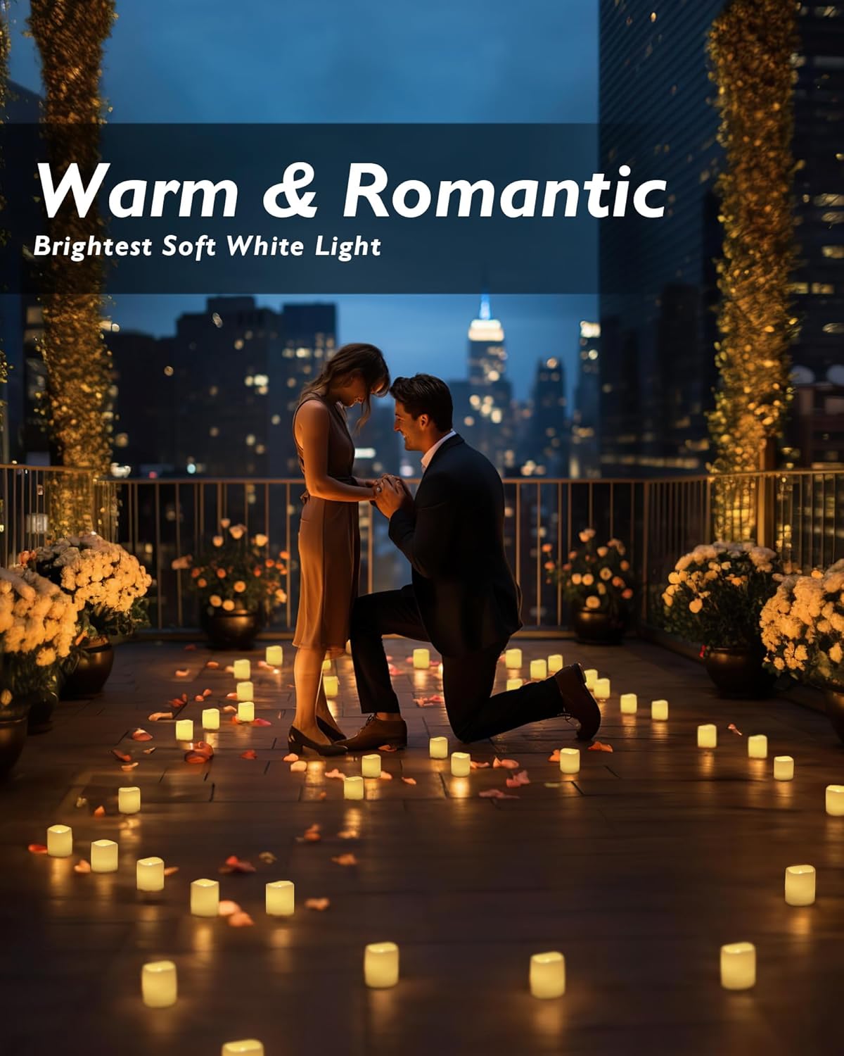 Homemory 24Pack Flickering Flameless Votive Candles for Wedding Decoration, 200+Hour Warm White Battery Operated LED Tealight, Electric Fake Candles for Party, Receptions, Halloween, Christmas