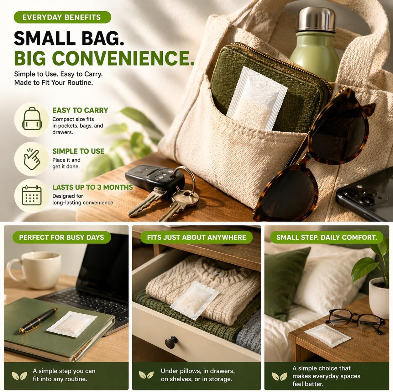FreshSac Natural Home Freshness Sachets – Plant-Based Fabric Freshener & Odor Neutralizer for Bedding, Mattress, Couch, Upholstery & Closet Spaces – Non-Toxic Long-Lasting Fresh Scent for Home