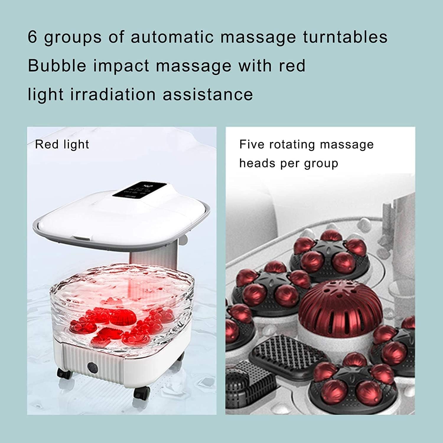 Foot Spa Bath Massager with Heat Bubble Jets with Acupressure Massage Nodes Digital Adjustable Temperature Control