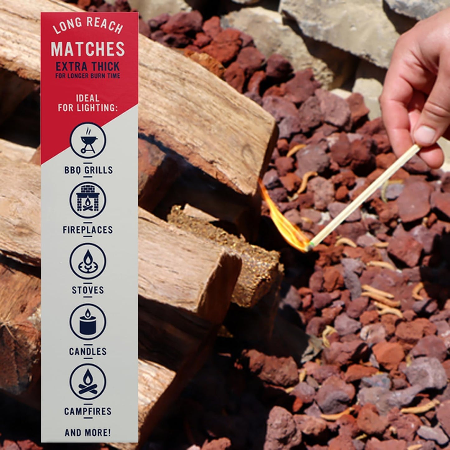 Diamond Long Reach Matches 75 Count (2 Pack Total 150 Matches) Strike on Box Wooden Matches for Fireplace, Grill, Candles & Camping – Long Burn Time Safety Matches