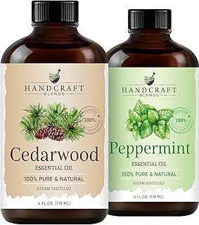 Handcraft Blends Cool Woods Set: Peppermint and Cedarwood Essential Oils – (2 x 4 Fl Oz) – 100% Pure & Natural – for Diffuser, Aromatherapy, and DIY Projects