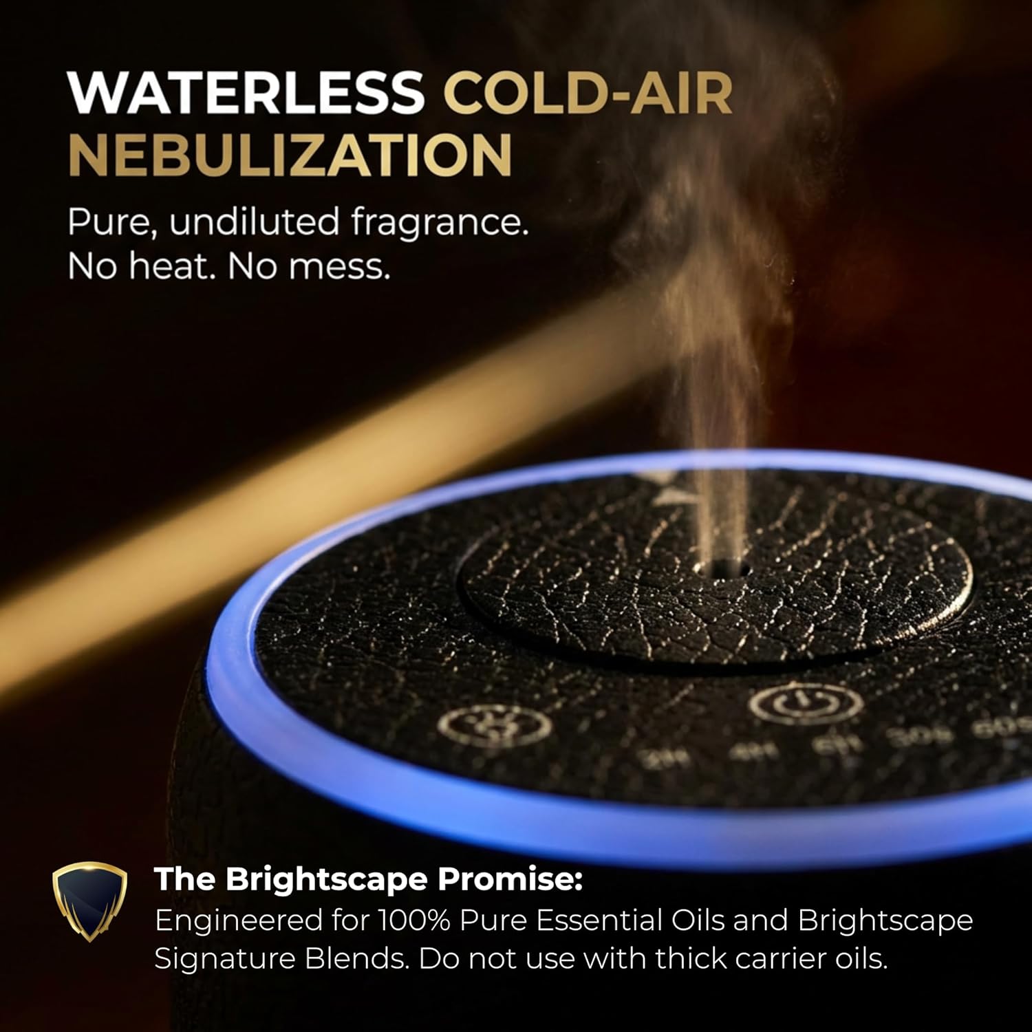 Waterless Scent Machine for Home – Luxury Cold Air Nebulizing Diffuser – Premium Textured Design with 7-Color LED – Optimized for Hotel Collection Fragrance Oils & Essential Oils