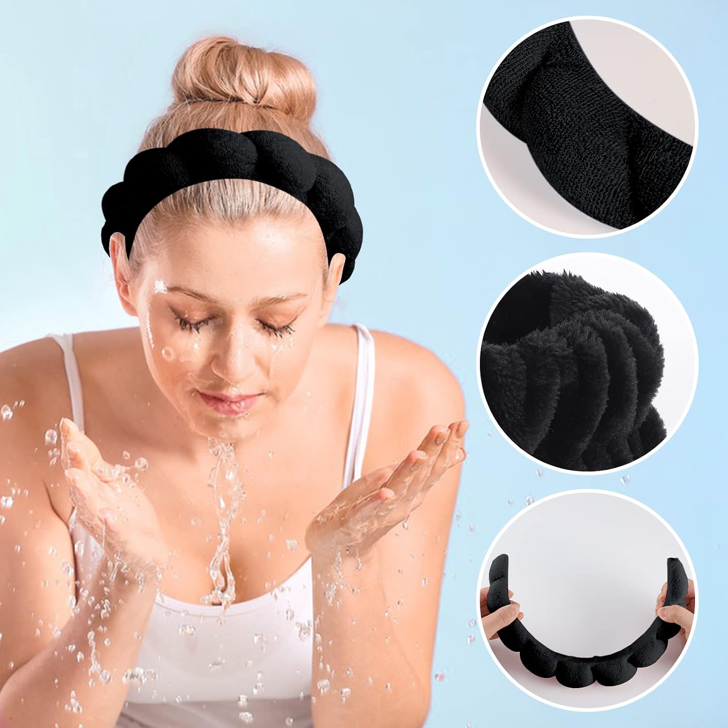 WSICSE Spa Headband for Washing Face, Skincare Headbands Puffy Padded Keep Hair Dry Skincare Essential Gift for Mom Wife