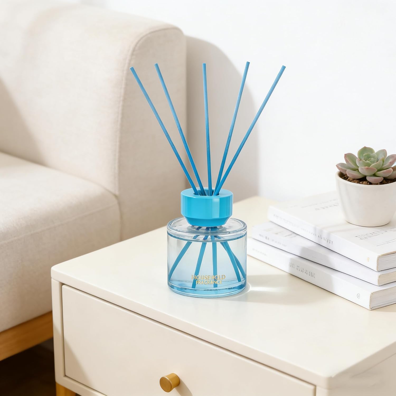 Reed Diffuser Set - 3.38 fl oz (100ml) Vanilla Oil Diffusers | 5 Premium Reed Sticks | Home Fragrance Oil for Bathroom, Bedroom & Living Room | Aromatherapy Diffuser | Shelf Decor