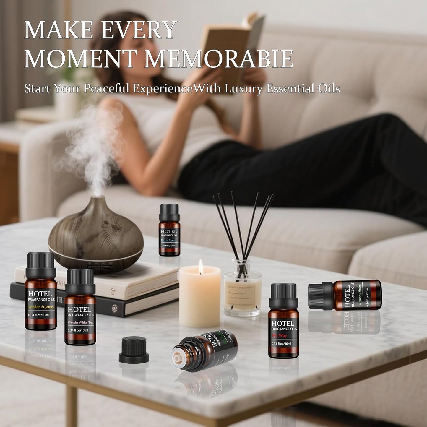 Hotel Collection Luxury Scent for Diffuser Oils Set Inspired by Iconic 5-Star Hotels- Aromatherapy Essential Oils for Diffuser & Home Scenting
