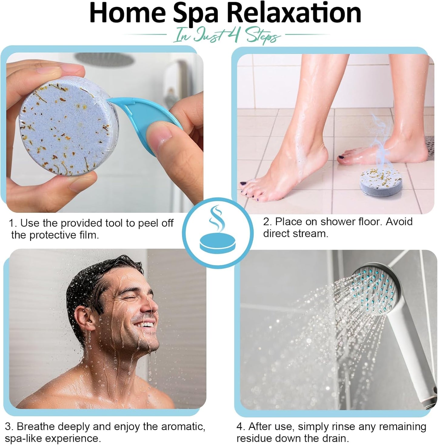 Shower Steamers Aromatherapy Birthday Gifts for Women - 8 Pcs Mothers Day Gifts for Mom Wife Daughter Grandma, Self Care with Natural Essential Oils Relaxation Home Spa Gift Set (Blue)