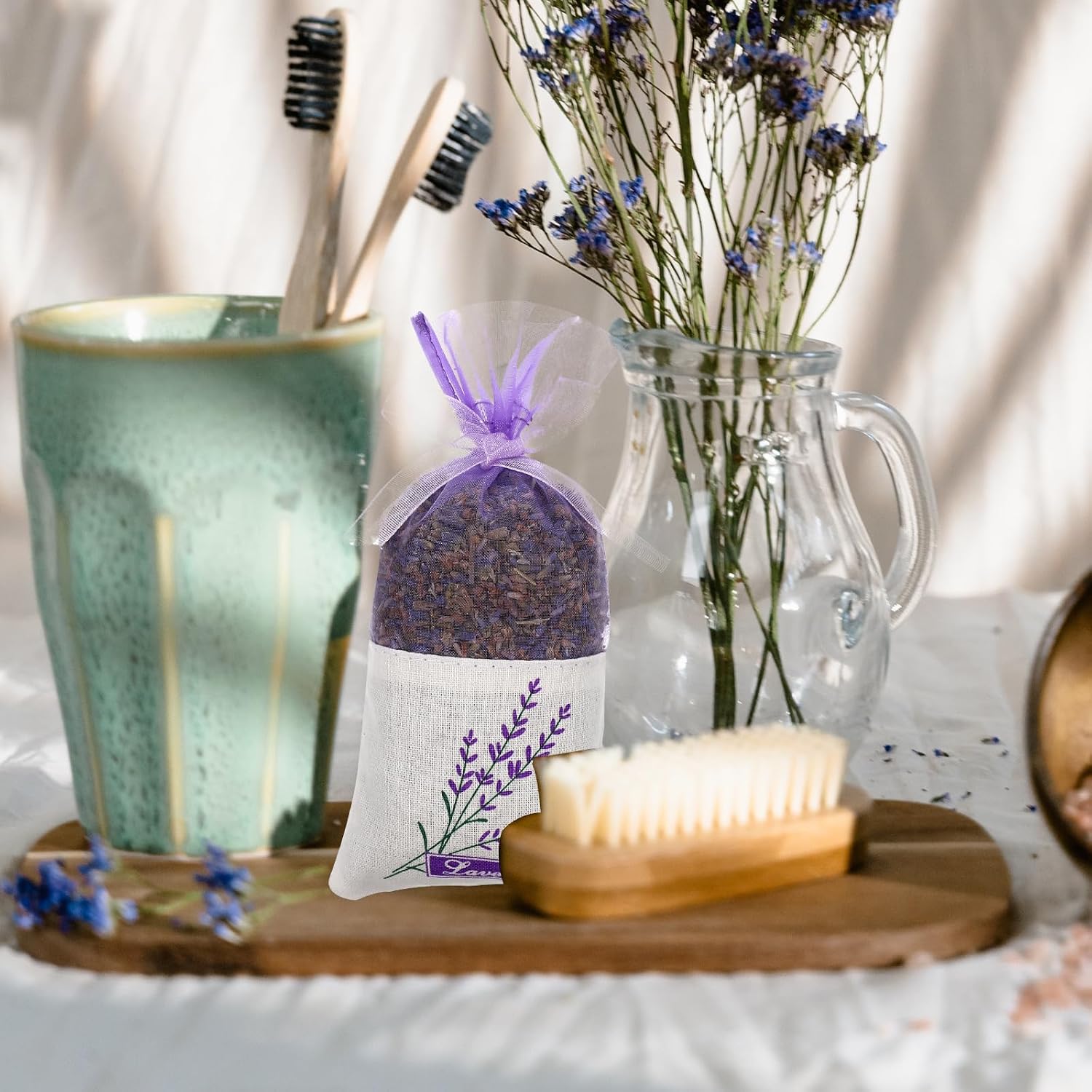 Garneck 30pcs Sachet Bags: Empty Lavender Sachet Bags with Drawstring Cotton Linen Pouch for Spices Lavender Buds Jewelry Wedding Party Decor DIY Craft