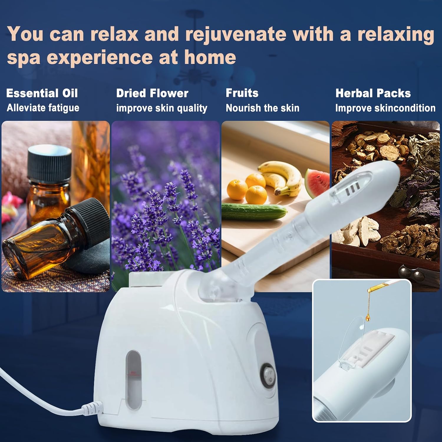 Facial Steamer Nanometer Fine Mist Face Steamer for Facial Deep Cleaning, 360°Can Rotate The Arm，10 Minute Home Facial Spa Mist, Design for Personal Care Use At Home Or Salon Barber