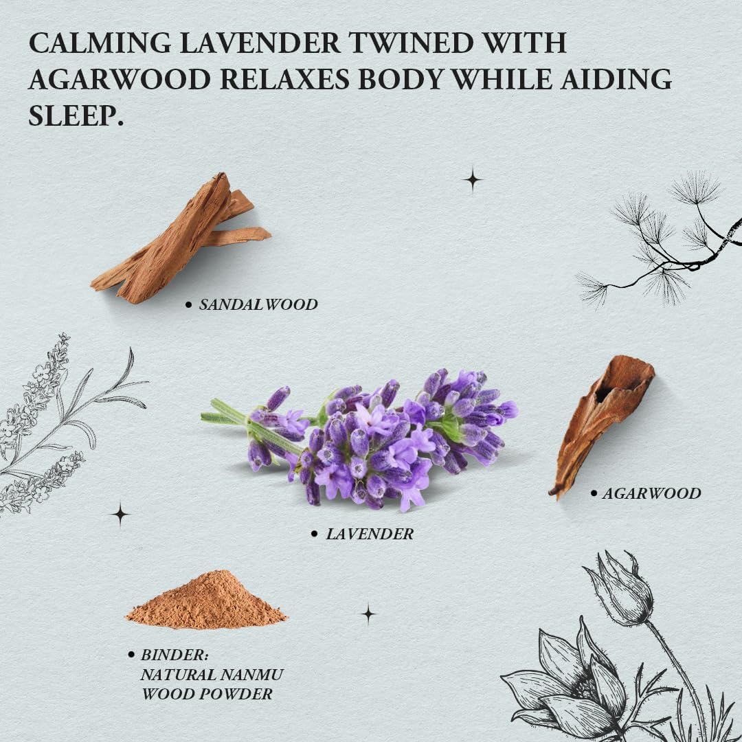 Innergy Lavender Square Incense Sticks, No Bamboo Core, Gift Set | 100% natural, no synthetic fragrance or dyes, lavender blended with sandalwood, soft floral-wood aroma, 20 count