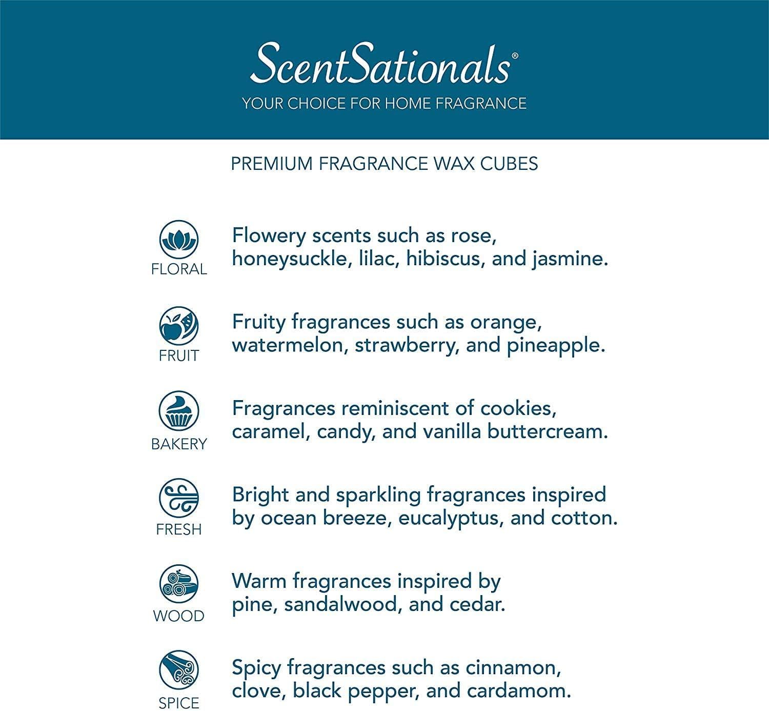 ScentSationals Cinnamon Marshmallow Scented Wax Melts - Butter Pastries, Cinnamon, & Nutmeg, 10oz (24 Cubes)