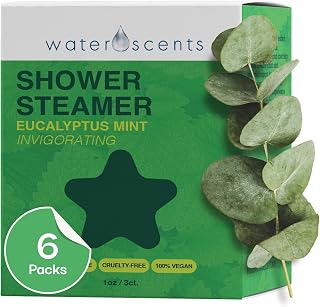 Eucalyptus Shower Steamer Mist – Aromatherapy Flower Fizzy with Spearmint Essential Oils – Vegan, Natural, & Handmade in USA | 6-Packs