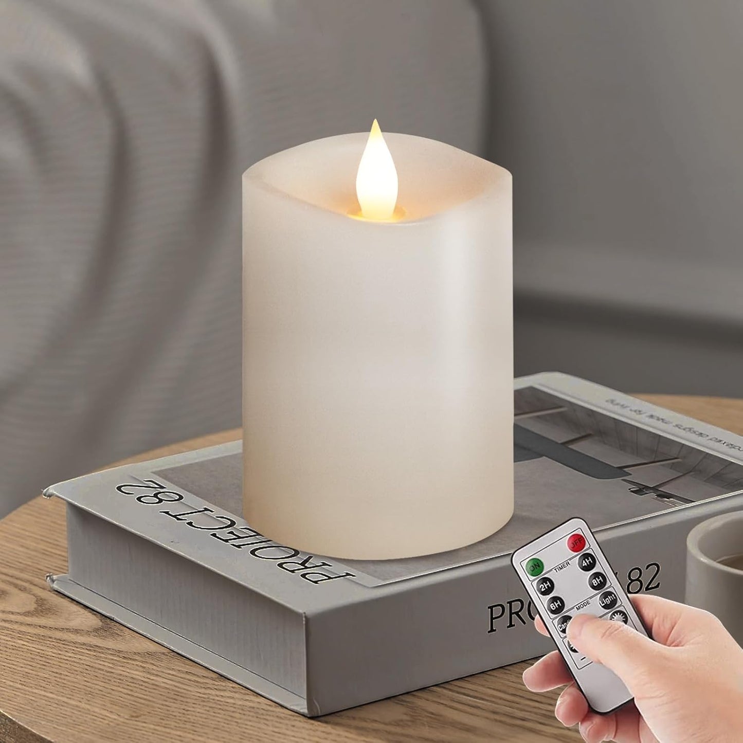 3x4 Flameless Candles with Remote Set of 1, 4 inch Battery Candles Flickering with Timer, LED Pillar Candle for Indoor/Outdoor, White