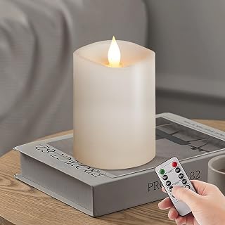 3x4 Flameless Candles with Remote Set of 1, 4 inch Battery Candles Flickering with Timer, LED Pillar Candle for Indoor/Outdoor, White