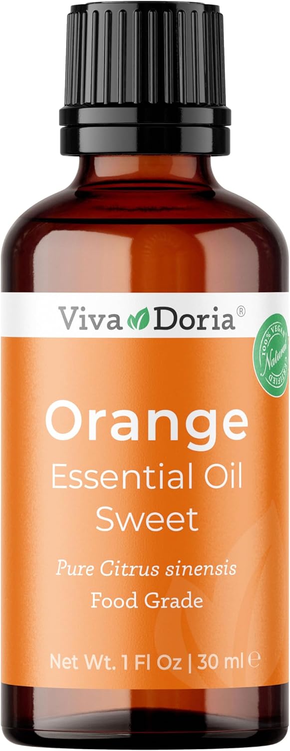 Viva Doria 100% Pure Sweet Orange Essential Oil, Undiluted, Food Grade, USA Orange Oil, 30 mL (1 Fl Oz)