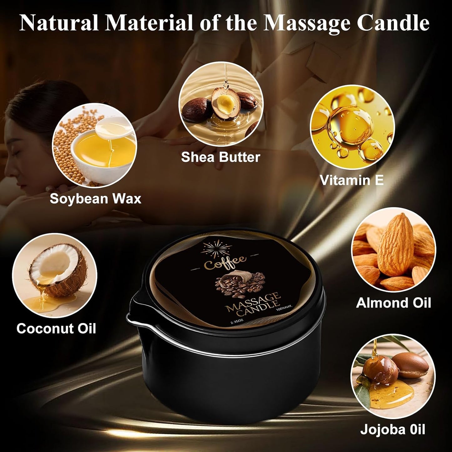 Massage Candle Set, 6 Pack Low Temperature Soy Wax Candles that Melt into Nourishing Body Oil with Jojoba & Shea Butter, Home Spa Relaxation Gift - 2.35oz, 6 Scents