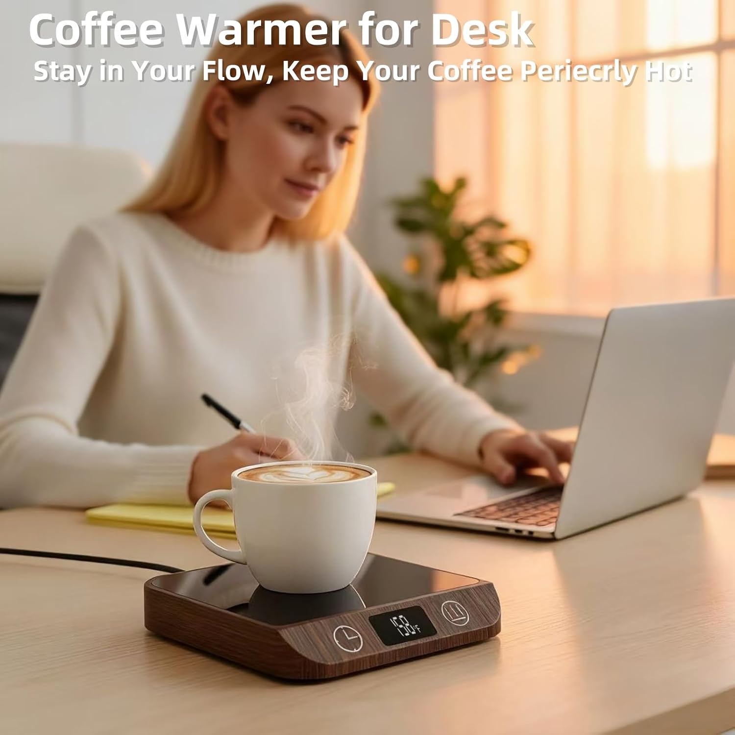Coffee Mug Warmer & Candle Warmer 2-in-1, 6 Temps, 12-Hr Timer & Auto Shut-Off, 46W Electric Smart Cup Warmer for Desk, Coffee Gifts for Women Men & Home Office