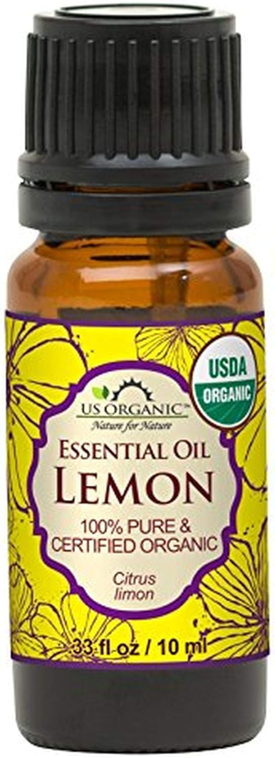 US Organic 100% Pure Lemon Essential Oil - USDA Certified Organic, Cold Pressed - W/Euro droppers (More Size Variations Available) (10 ml)