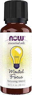 NOW Essential Oils, Mental Focus Oil Blend, Centering Aromatherapy Scent, Blend of Pure Essential Oils, Vegan, Child Resistant Cap, 1-Ounce