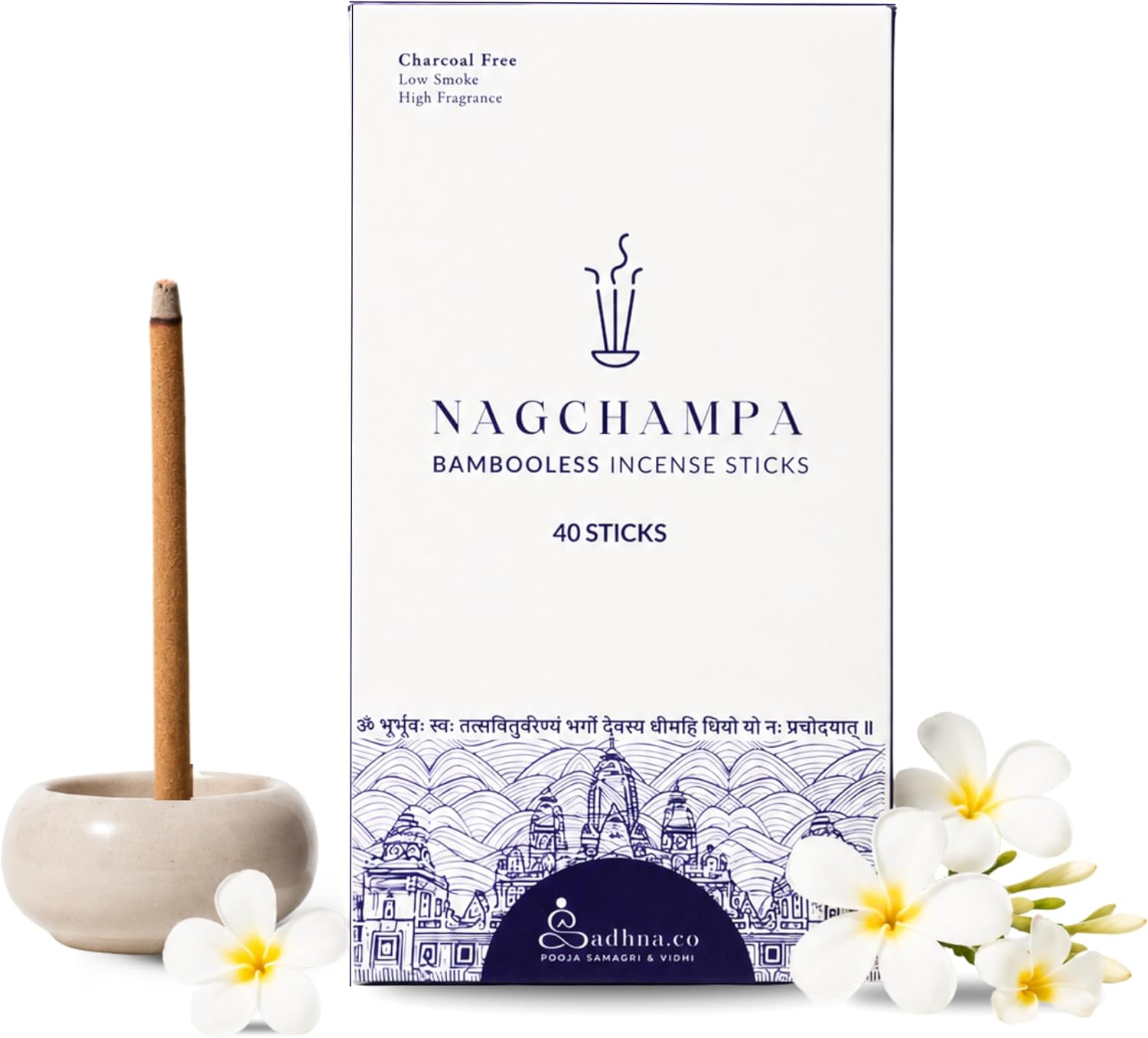 Bambooless Incense Sticks | Natural Agarbatti for Pooja, Meditation & Relaxation | Chemical-Free, Long-Lasting Fragrance | 40 Sticks Per Pack (Nagchampa)