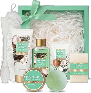 Spa Luxetique Gifts for Women 8pcs Bath and Body Works Gift Set for Women Tropical Coconut Spa Gift for Womens Birthday Gift for Womens Daughter Mom Wife Girlfriend
