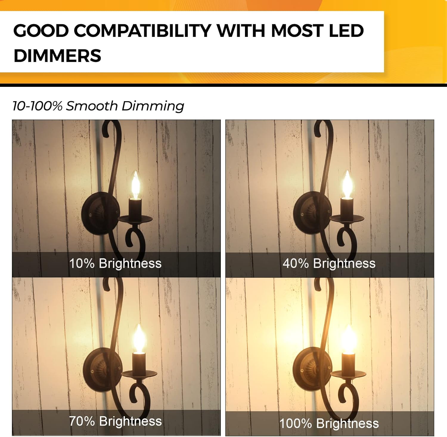 Hizashi 90+CRI Candelabra LED Light Bulbs 60 Watt, 2700K Warm White, E12 LED Bulb Dimmable, B11 Chandelier Light Bulbs, 6W, 550LM, Candle Light Bulbs, UL Listed, 12 Pack