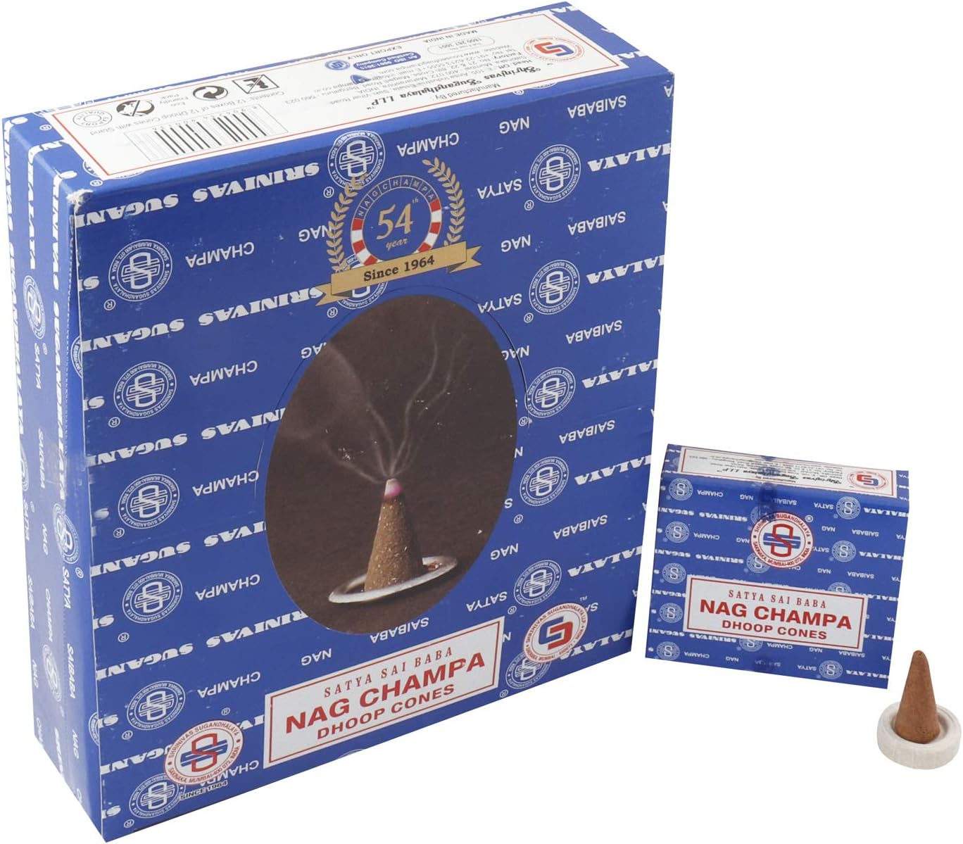 Satya 01431 Nag Champa Incense Dhoop Cones, 12 Packs x 12 Pieces