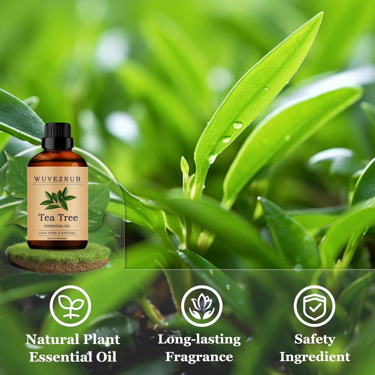 Tea Tree Essential Oils 60ML, Pure Tea Tree Essential Oil for Aromatherapy Diffuser - 2 Fl Oz