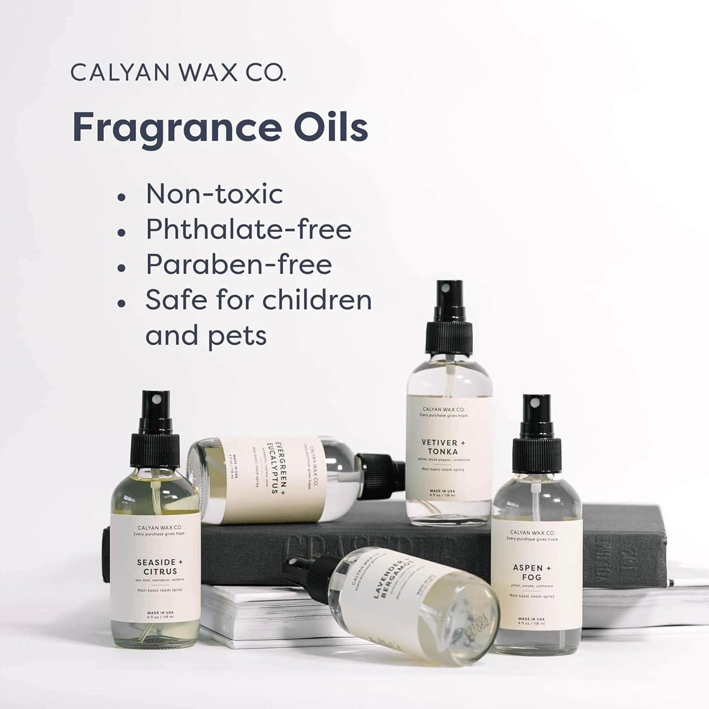 Calyan Wax Co. Lavender & Bergamot Room Spray - Clean Air Freshener - Natural Room Deodorizer - Air Freshener Spray for Home - 4 fl oz