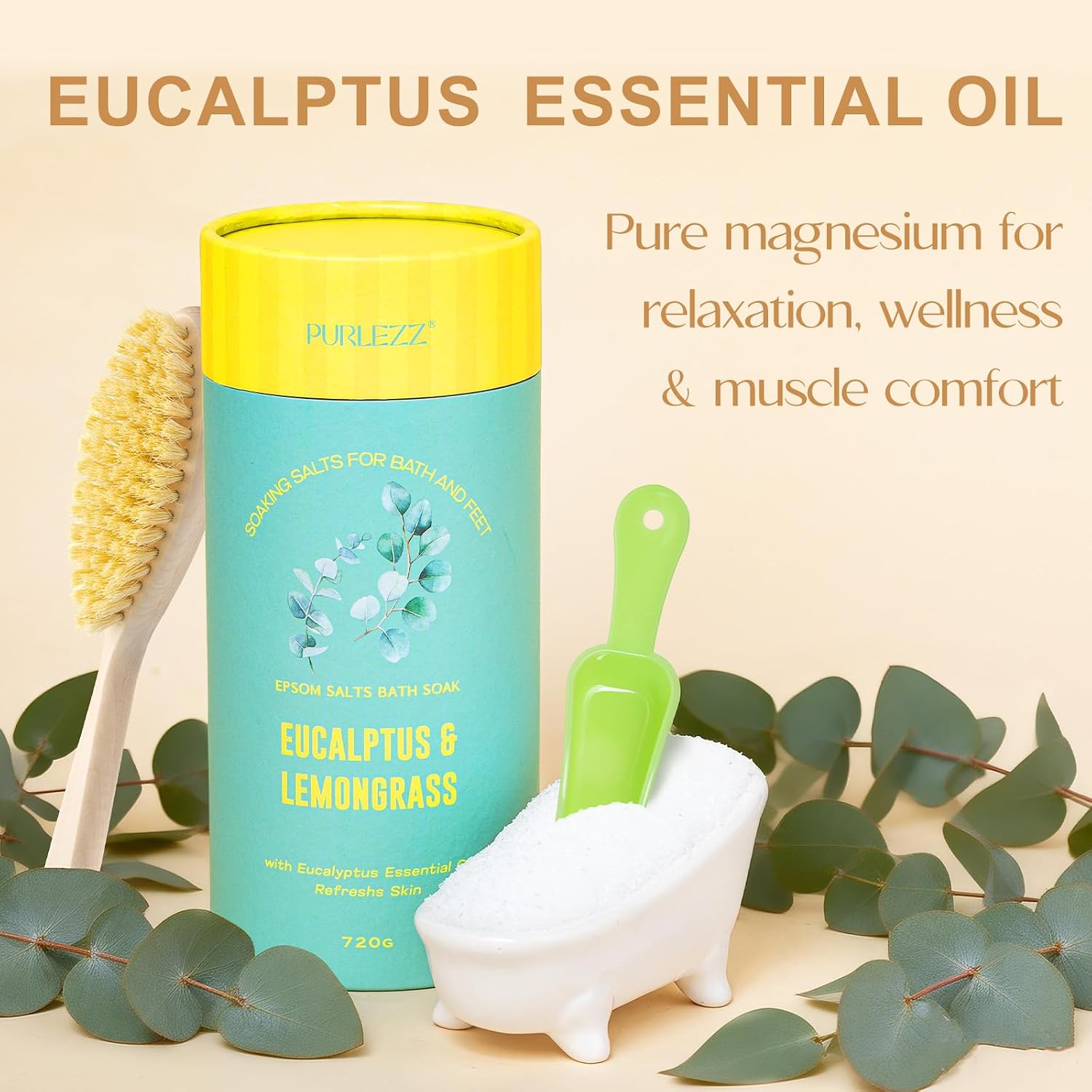 Gifts for Women Floral Epsom Salt Gift Set Spa Gift Basket, Self Care Salt | Epsom Bath Salts Gift Basket Set Bath Salt in Elegant Box, Gifts for Mom, Her, cherry blossom, Eucalyptus, Lemongrass, Rose